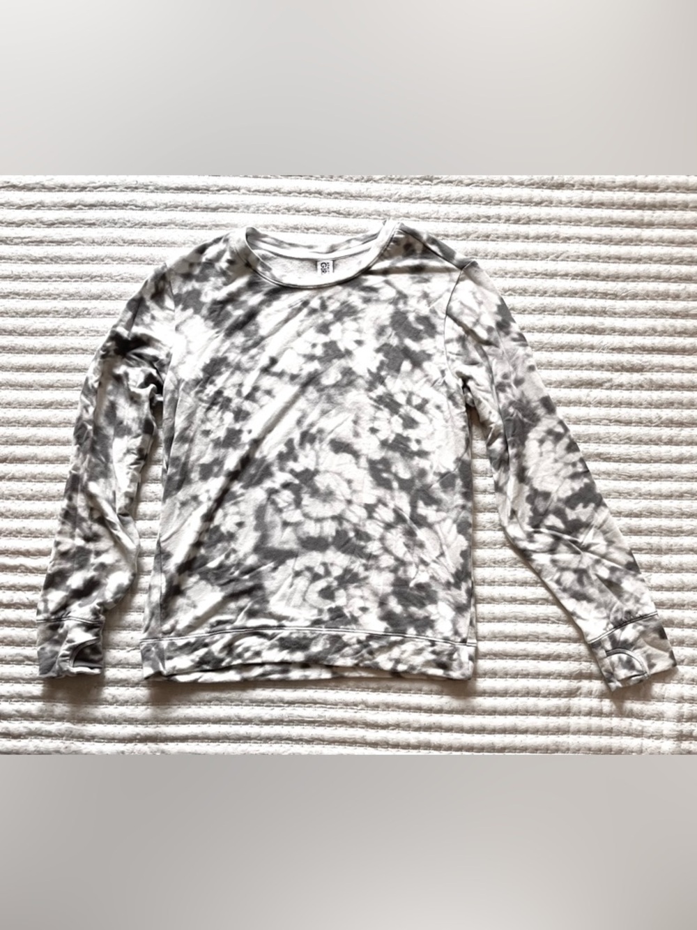 Athleta Girl Tie Dye Sweatshirt XXL 14 16 Black White Pullover Lightweight